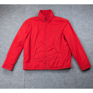 Polo Ralph Lauren Jacket Mens Large Fleece Lined Windbreaker Vintage Preppy Red